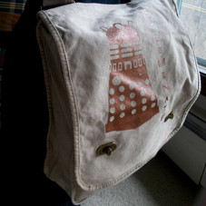 EXTERMINATE Putty Canvas Messenger Bag with Adjustable by Geekiana