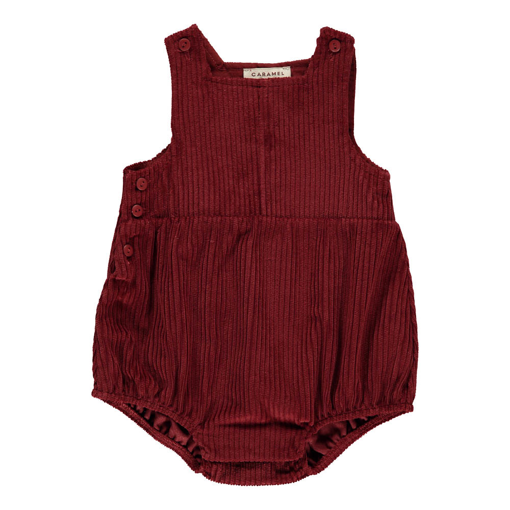 Alton Ribbed Velvet Romper Brick red Caramel Fashion Baby