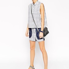 ASOS White | ASOS WHITE Crayon Stripe Sleeveless Shirt at ASOS