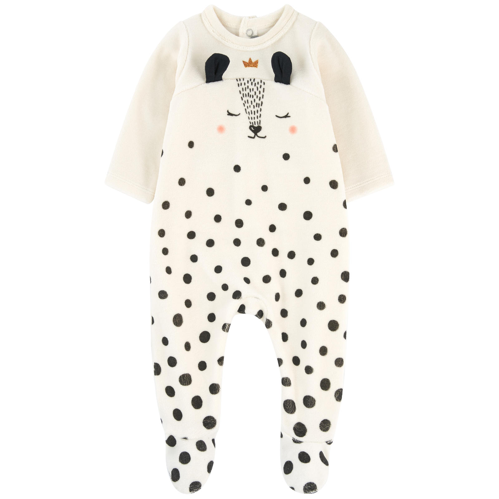 Spotted velvet pyjamas Catimini for babies | Melijoe.com