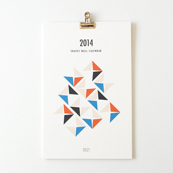 2014 wall calendar  shapes by dozi on Etsy