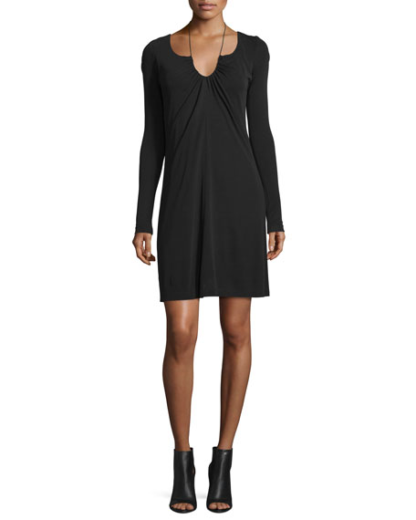 T by Alexander Wang Long-Sleeve Matte Jersey Dress, Black
