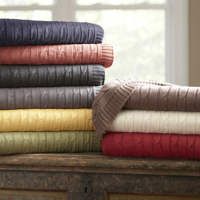 Birch Lane Clara Cable Cotton Throw Blanket & Reviews | Wayfair