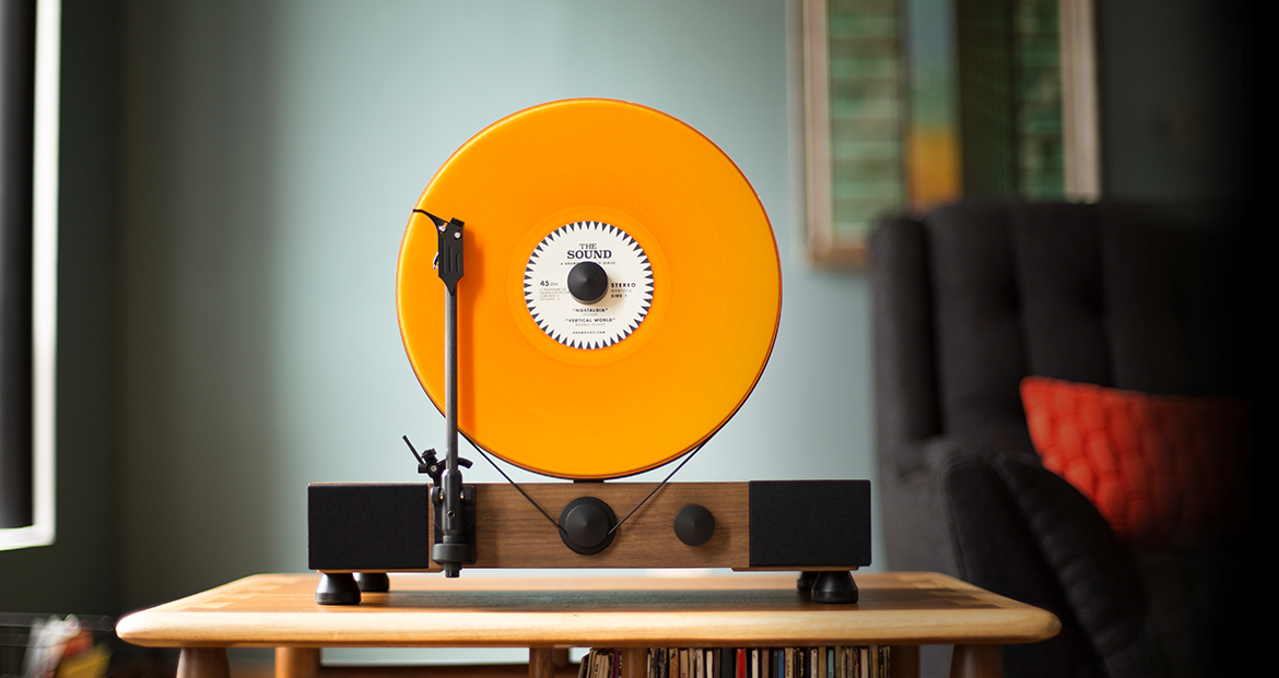 Vertical Turntable with Built-In Stereo Speakers – Gramovox
