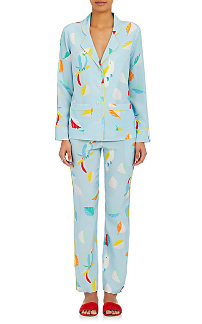 Mira Mikati Bird- & Leaf-Print Silk Pajama Set  | Barneys New York