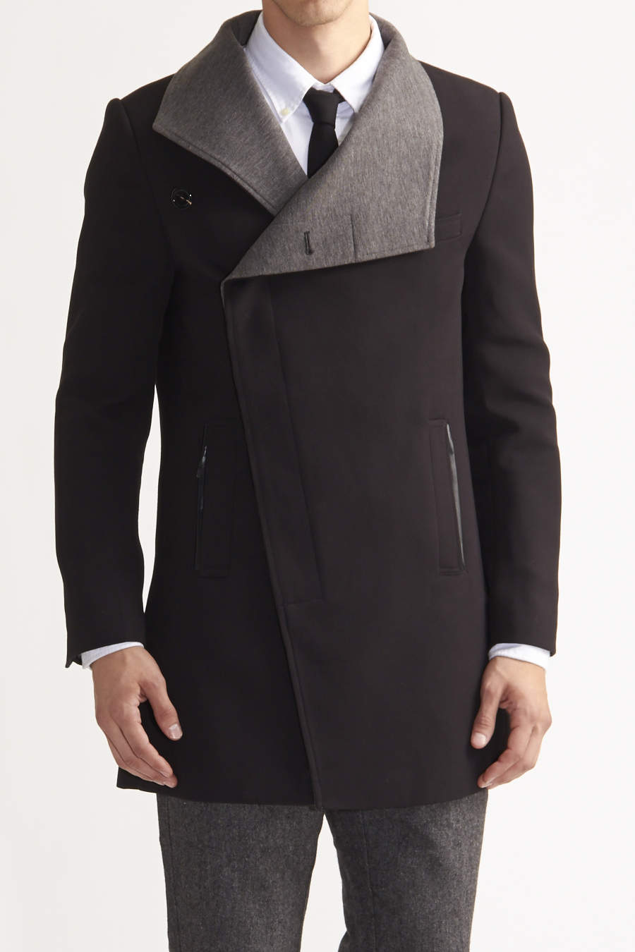 Asymmetrical Twill Coat - EDGE by WD.NY - Jackets & Outerwear : JackThreads