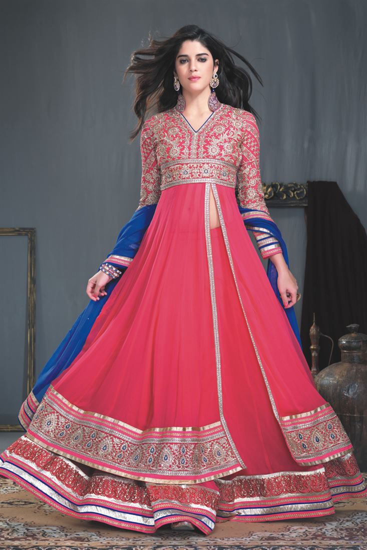 Red Georgette Long Floor Length Anarkali Suit