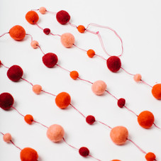 Red Garland Felt Ball Garland Christmas Tree Garland Red