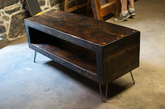 Salvaged floor beam coffee table by RecycledBrooklyn on Etsy