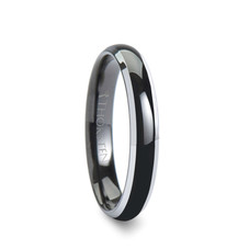 JASPER Black Domed Tungsten Wedding Band with Beveled Edges                        | Wedding Bands HQ