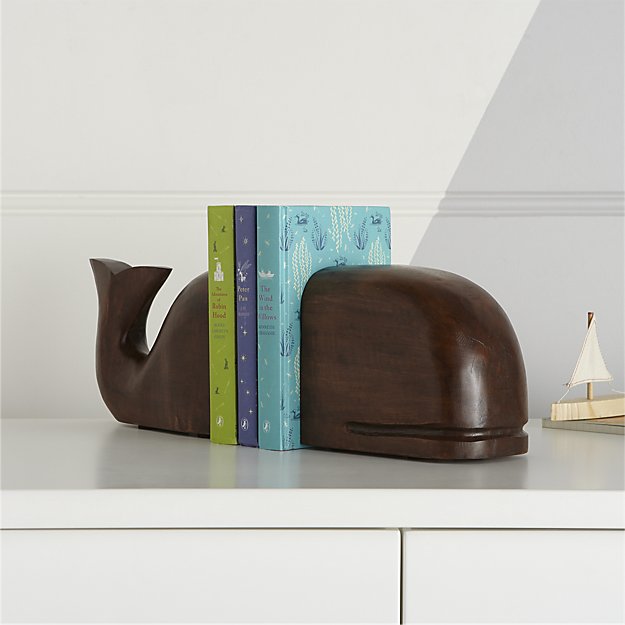 Whale Wooden Bookends + Reviews | Crate and Barrel