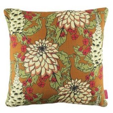 Dahlia Fox Cushion (Golden) | Abigail Borg | Surface Pattern Designer & Floral Illustrator | Traditional Surface Pattern Design