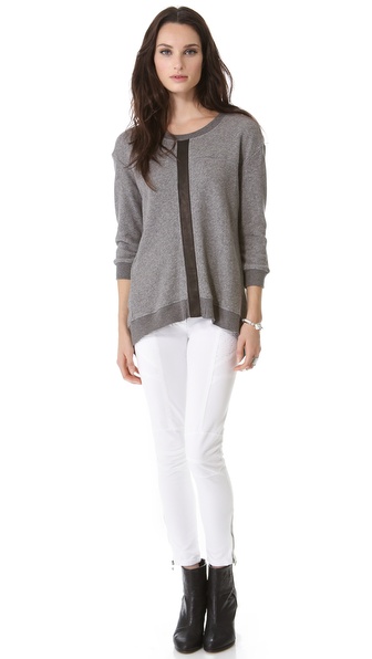 Wilt Shrunken Leather Mix Sweatshirt | SHOPBOP