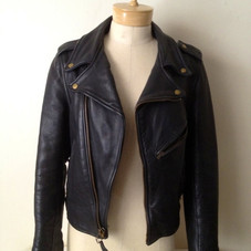 Small/Medium Black Leather Motorcycle Jacket by secretchief
