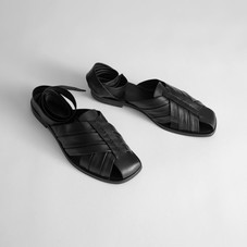 Leather Lace Up Gladiator Sandals - Black - Flats - & Other Stories