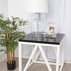 Amazon.com: Kate and Laurel Kaya Two-Toned Wood Cube Side Table with Black Top and White Base: Kitchen & Dining