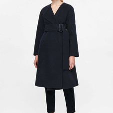 Coat with oversized belt -  Navy  - New - COS US