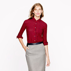Crinkle boy shirt in red check - casual shirts - Women's shirts & tops - J.Crew