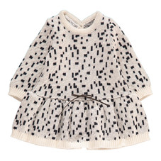 Geometric Print Ruffled Dress Grey Pequeno Tocon Fashion Baby