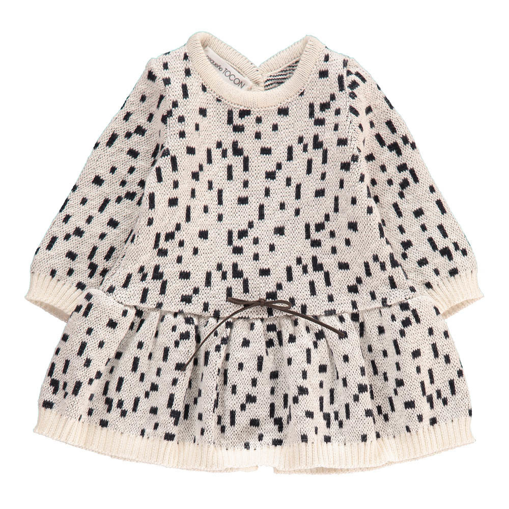 Geometric Print Ruffled Dress Grey Pequeno Tocon Fashion Baby