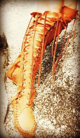 Antique Multidot Tan Knee High Leather Boots