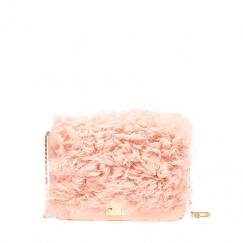Loeffler Randall |  Lock Shoulder in Pale Pink Shearling| Loeffler Randall