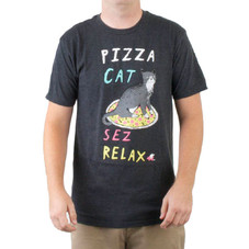 Glamour Kills Pizza Cat Says Relax Crew Neck T-Shirt Heather Black
