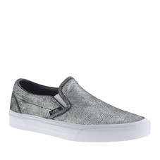 Unisex Vans® classic slip-on sneakers in metallic silver leather : Womens | J.Crew