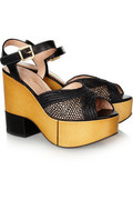 Robert Clergerie&nbsp;|&nbsp;Raffia and leather wooden sandals&nbsp;|&nbsp;NET-A-PORTER.COM
