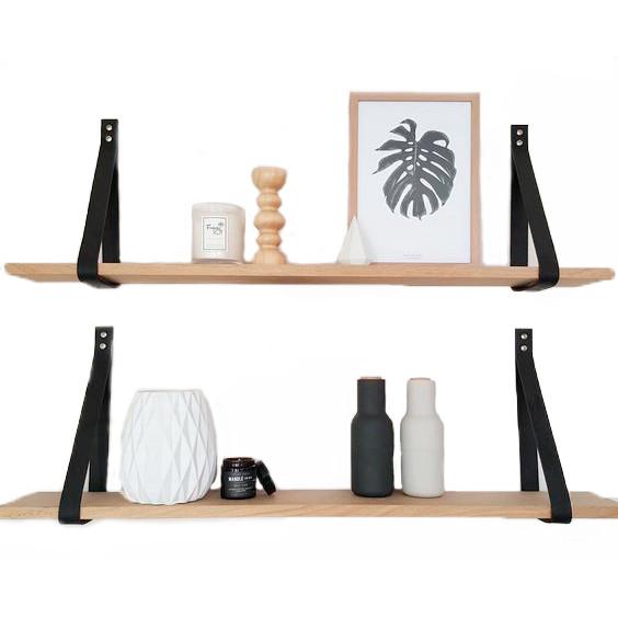 Leather Strap Set for Shelving - Black | Immy + Indi