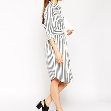 ASOS | ASOS Shirt Dress in Pinstripe at ASOS