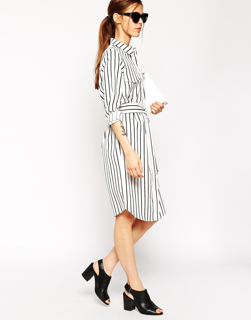 ASOS | ASOS Shirt Dress in Pinstripe at ASOS