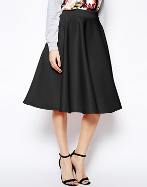 ASOS | ASOS Full Midi Skirt In Scuba With Pockets at ASOS