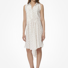 Dot Pintuck Dress with Beaded Collar | Rebecca Taylor