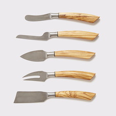 Olive Wood Cheese Knives - Set of 5 Coltelleria Saladini | DARA Artisans