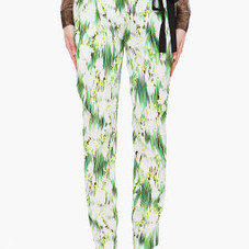 Matthew Williamson Green Floral Print Silk Pants for women | SSENSE