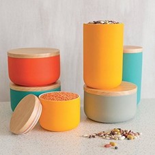 Amazon.com: Now Designs Stoneware Ceramic Canister in Sunray- Small: Kitchen & Dining