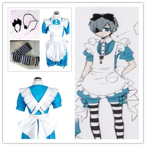 Amazon.com: Kuroshitsuji Black Butler Ciel Alice Cosplay Costume: Clothing