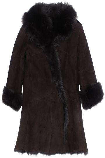 Truffle Brown Toscana Shearling Knee Length Coat