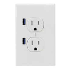 Power, Outlet: U-Socket, Dual Outlet/ Dual USB, 110V, TruePower - U-Socket Power Outlet With Built in USB Ports