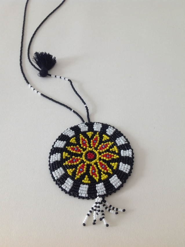 Black Beaded Medallion Necklace / INSPIRARE DESIGNER SHOP