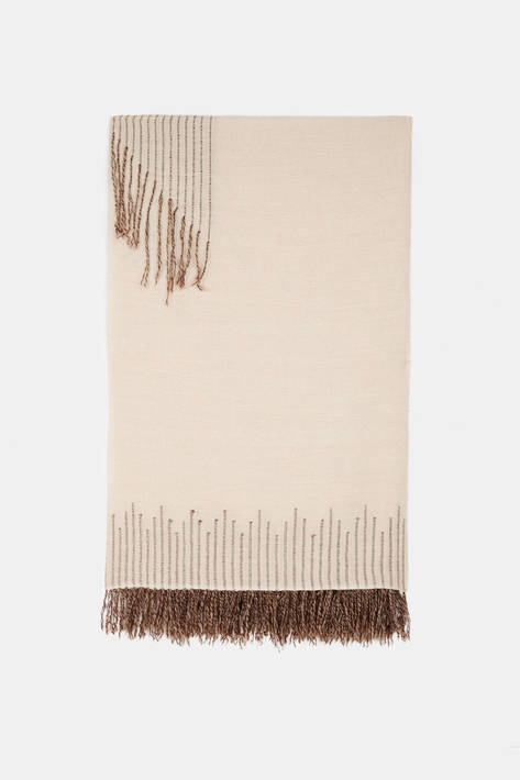 Melt — Sonam Tsering Square Fringe Scarf   Natural — THE LINE