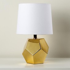 The Land of Nod | Kids Lighting: Gold Geometric Lamp Base in Table Lamps