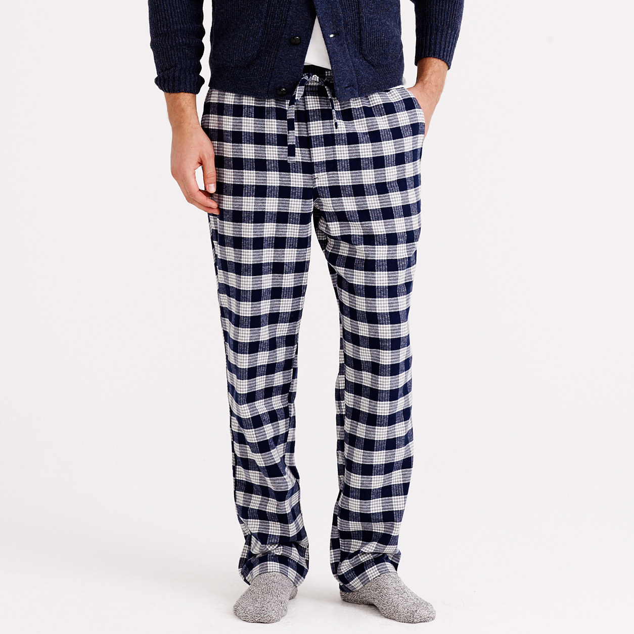 Flannel pajama pant in navy plaid : lounge pants | J.Crew