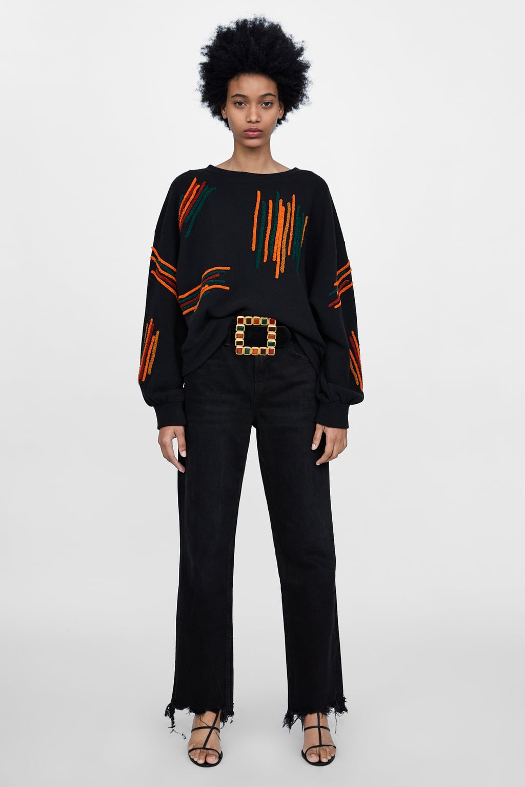 SWEATSHIRT WITH RAISED EMBROIDERY - NEW IN-WOMAN | ZARA United States