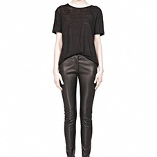 Black Linen Silk Short Sleeve Tee - Alexander Wang