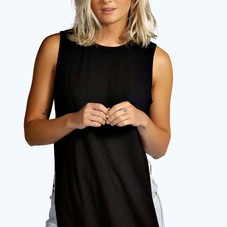 Kitty Split Side Jersey Tank at boohoo.com