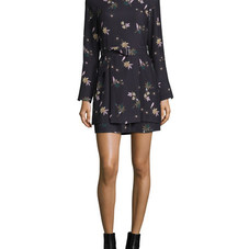 A.L.C. Jardani Belted Floral Silk Mini Dress, Blue