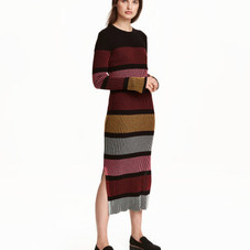 Rib-knit Dress | Black/striped | Ladies | H&M US