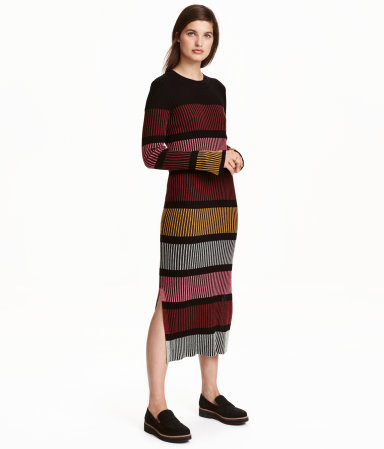 Rib-knit Dress | Black/striped | Ladies | H&M US